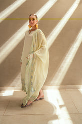 SS25DC-2541 LEMON YELLOW LAWN 2PCS EMBROIDERED KURTA WITH TROUSER